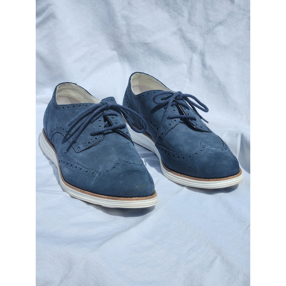 Cole Haan Lunargrand blue suede wingtip shoes women's size 9B